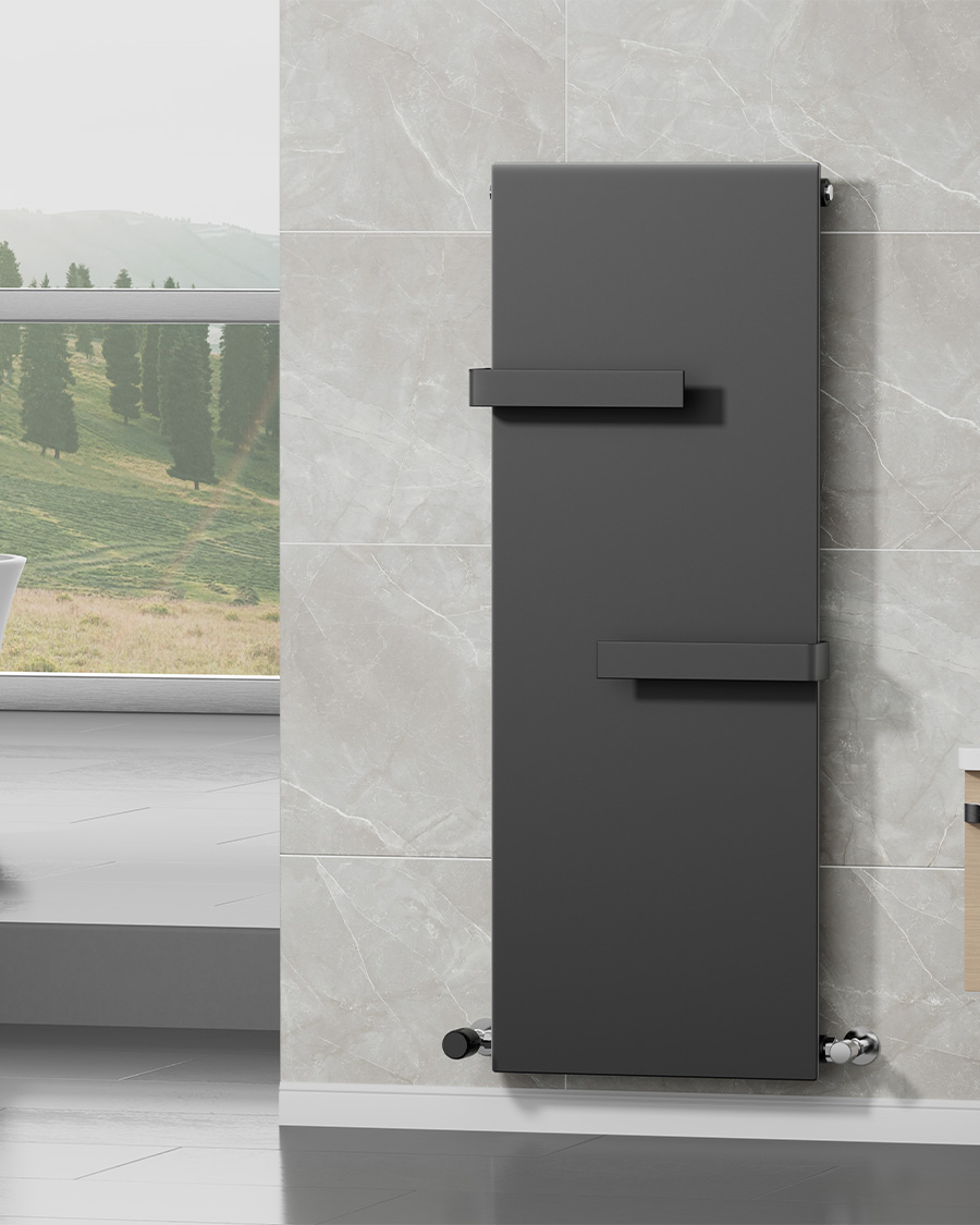 Idealterm Flat kupaonski radijator 1820×452 mm, 897 W, crni