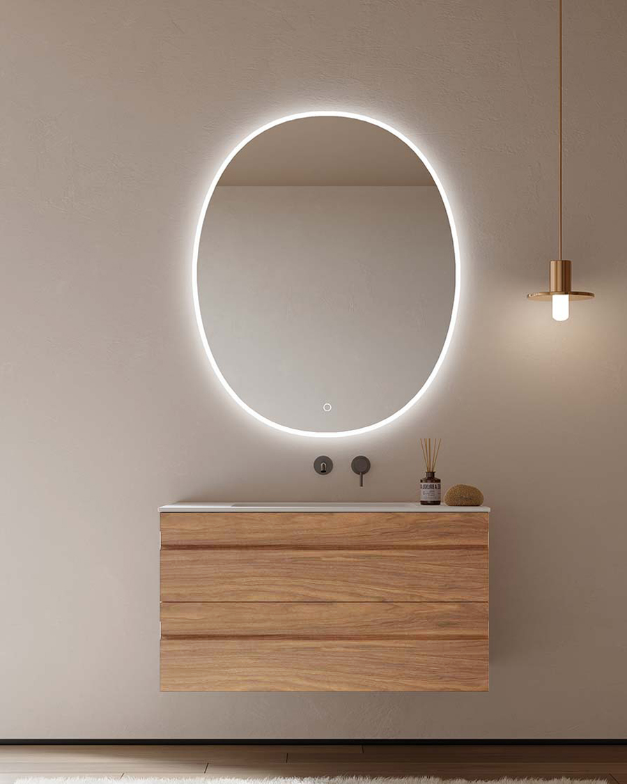 Idealaqua R Curve 100 cm ormarić s umivaonikom, svijetlo smeđe drvo