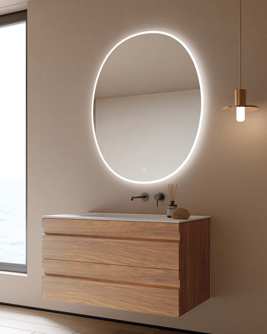 Idealaqua R Curve 100 cm ormarić s umivaonikom, svijetlo smeđe drvo