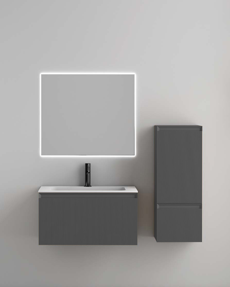 Idealaqua R Hana viseći ormarić, 90x40x35 cm, srebrni