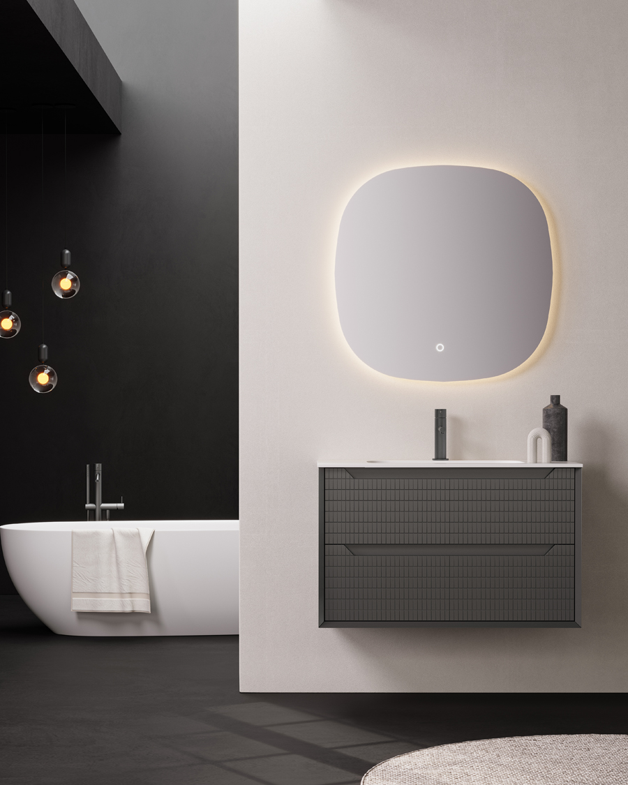 Idealaqua R Meira 100 cm ormarić s umivaonikom, tamno sivi