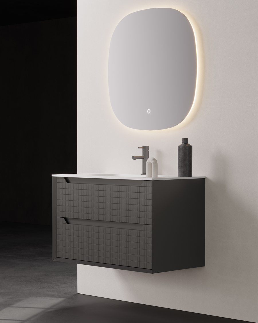 Idealaqua R Meira 100 cm ormarić s umivaonikom, tamno sivi