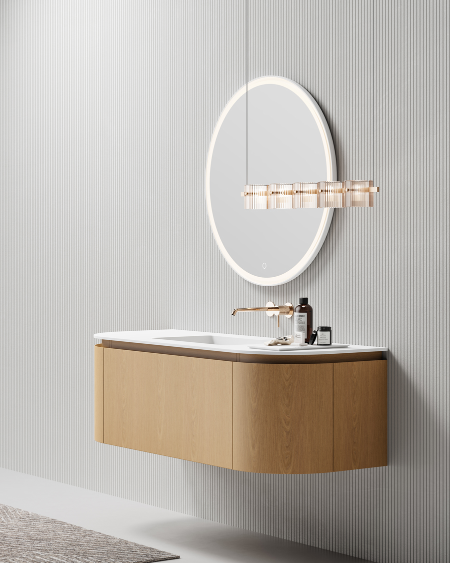 Idealaqua R Metis 120 cm ormarić s umivaonikom, svijetlo smeđe drvo