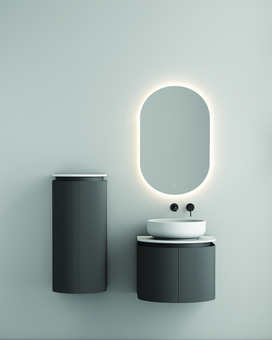 Idealaqua R Metis 60 cm ormarić s pločom i umivaonikom, tamno sivi