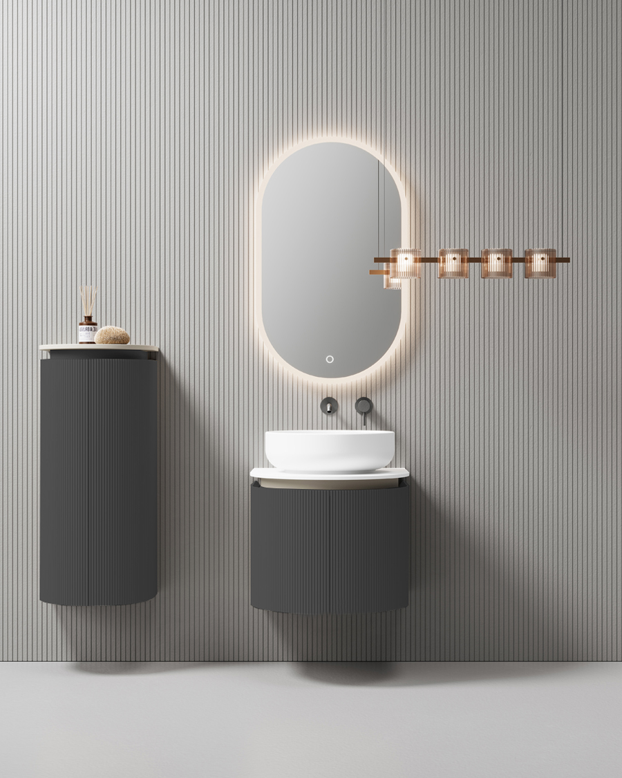 Idealaqua R Metis 60 cm ormarić s pločom i umivaonikom, tamno sivi