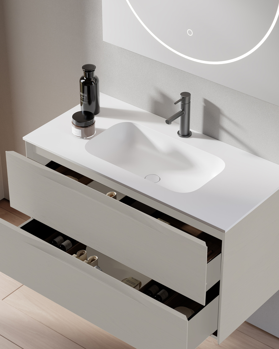 Idealaqua R Pamea 100 cm ormarić s umivaonikom, bež