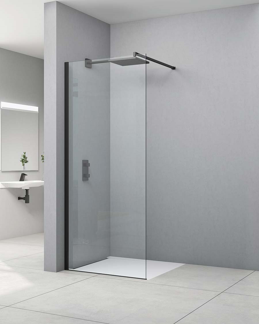 Idealaqua walk-in Black DNR, 110 cm, crna\prozirno