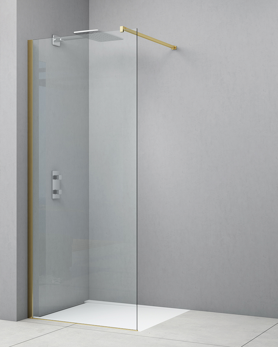 Idealaqua walk-in Brushed DNR, 120 cm, brushed gold\prozirno