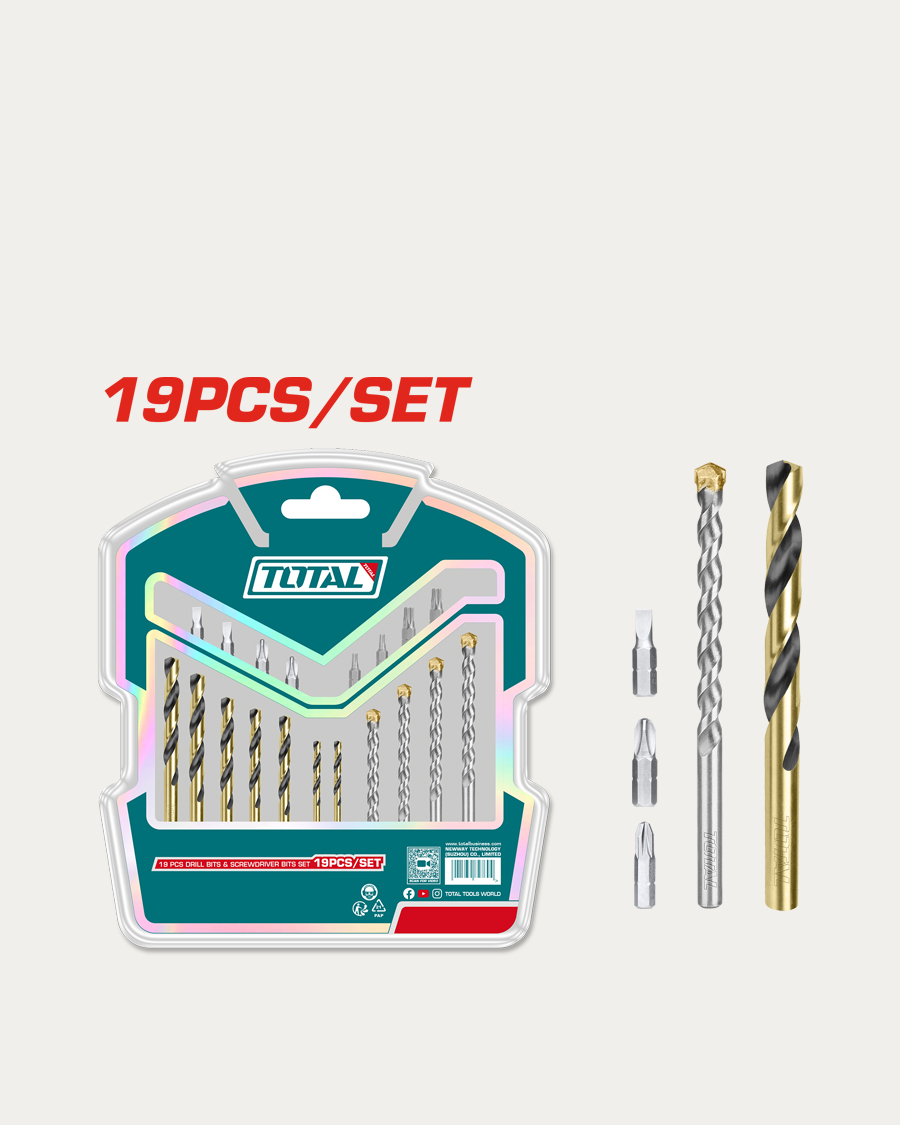 Total pribor set svrdla 19-djelni za metal i beton + bitovi