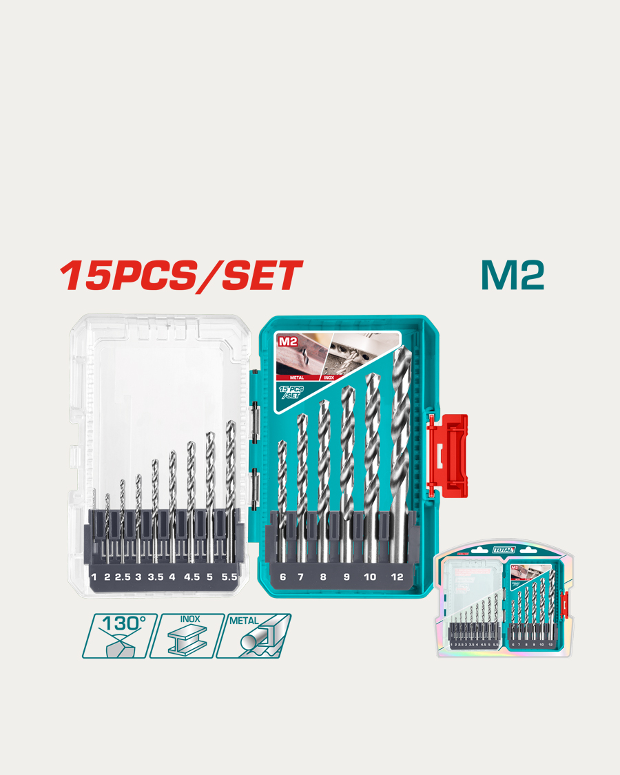 Total pribor set svrdla 15-djelni za metal hss m2