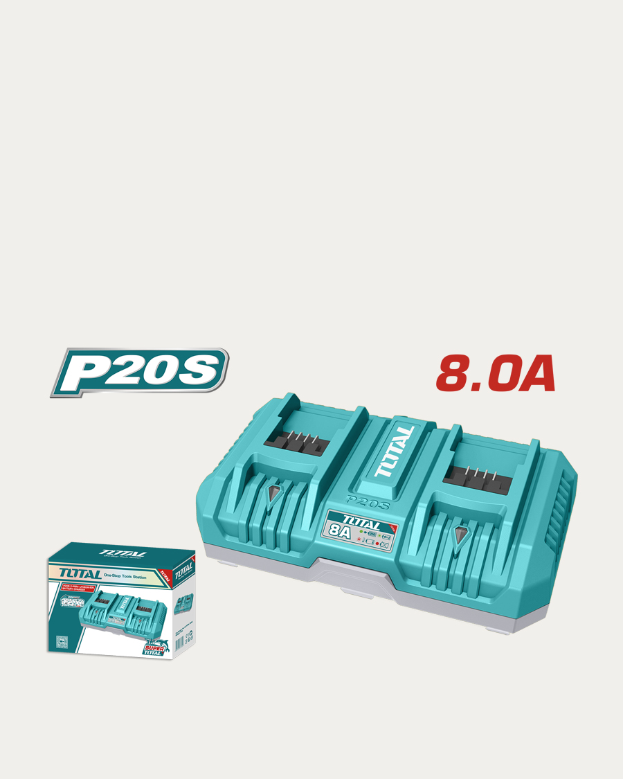 Total punjač za baterije 20 V 8,0 A (4 A+4 A) za  2 baterije