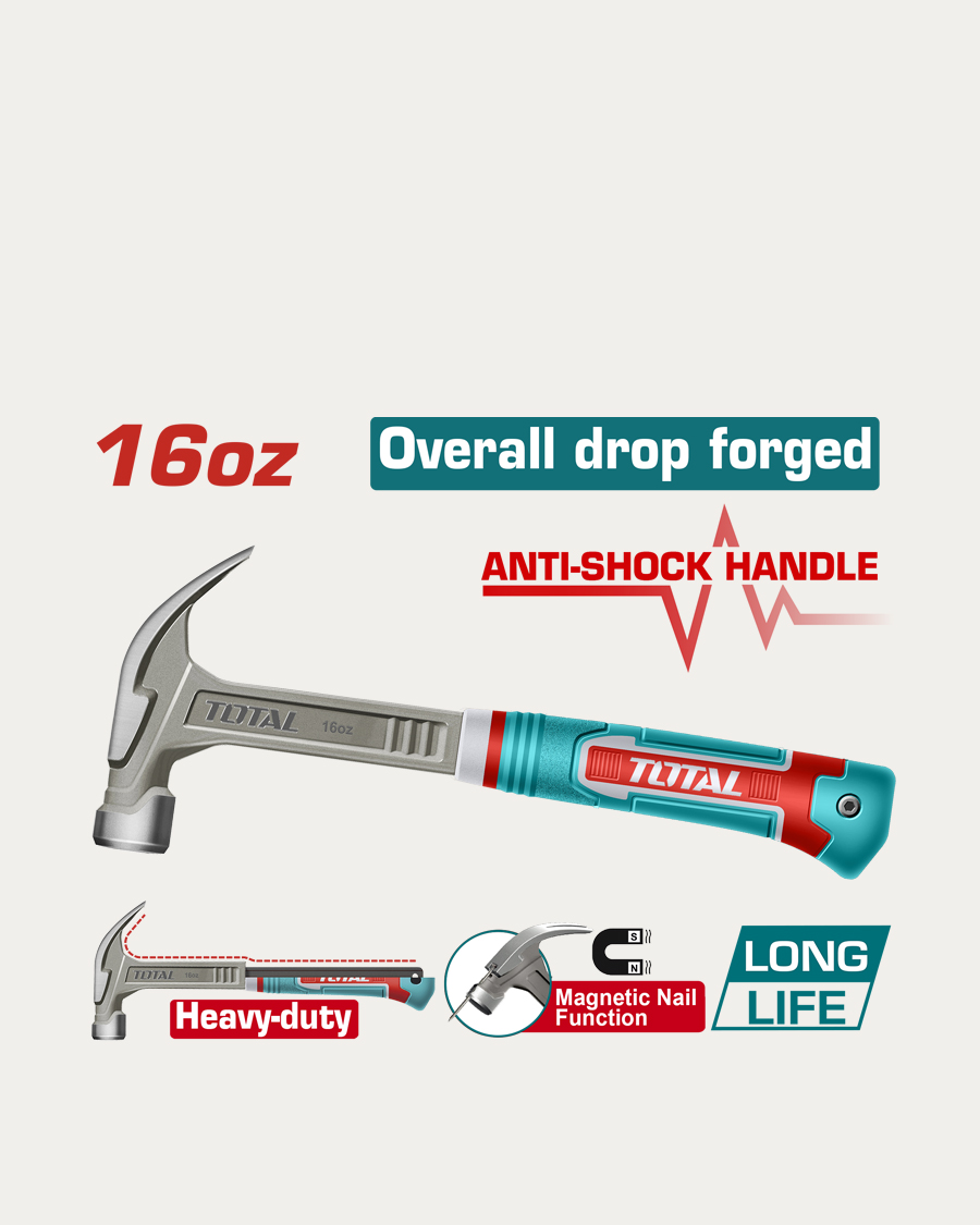 Total čekić tesarski 450 g s magnetom