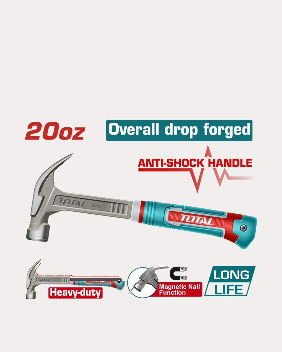Total čekić tesarski 560 g s magnetom