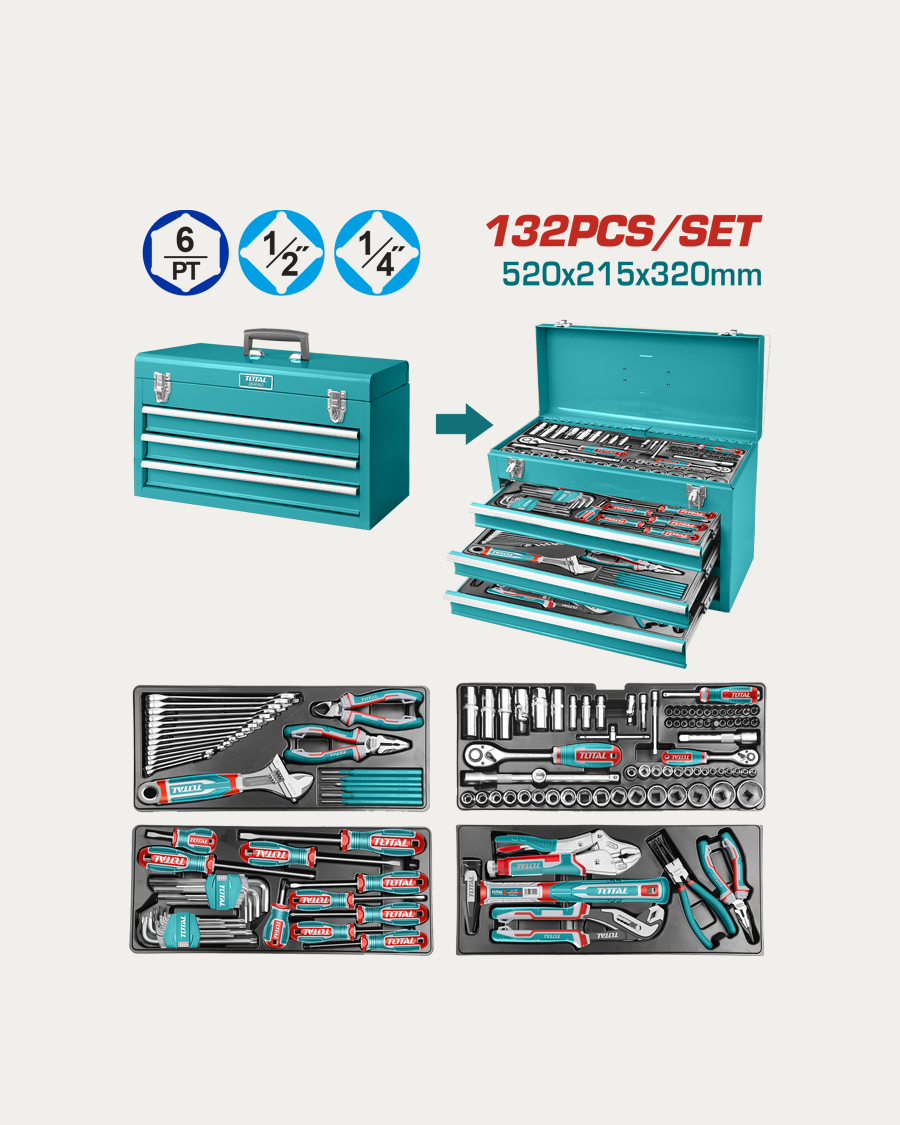 Total set ručnih alata u kutiji 132-djelni