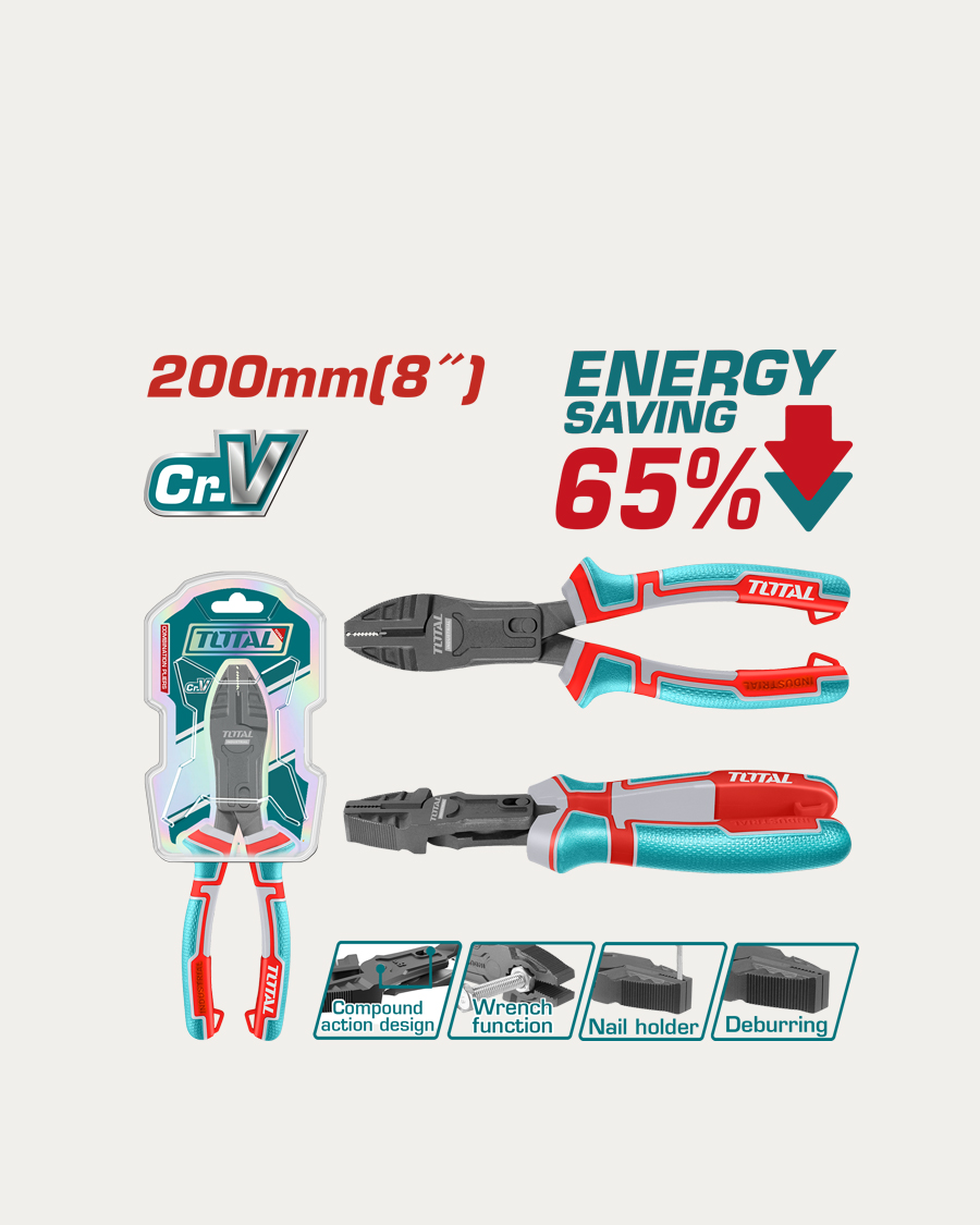 Total kliješta kombinirana 200 mm, s teflonskim premazom