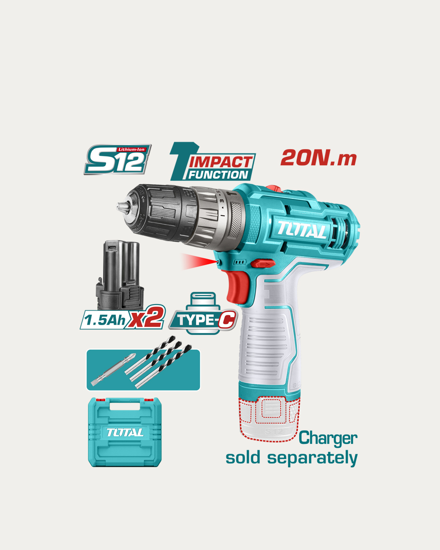 Total aku udarna bušilica 20 Nm 12 V, 2 baterije, kovčeg