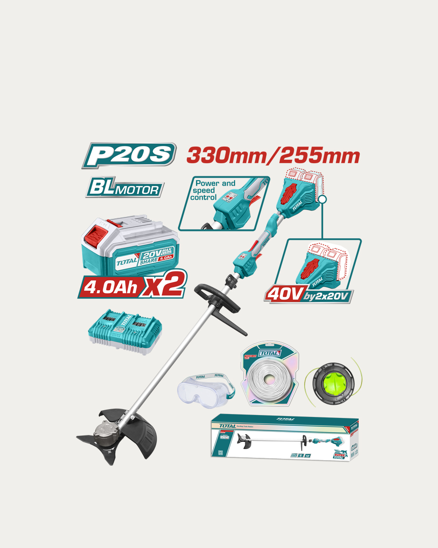 Total aku trimer za travu i grmlje+baterije, punjač, pribor