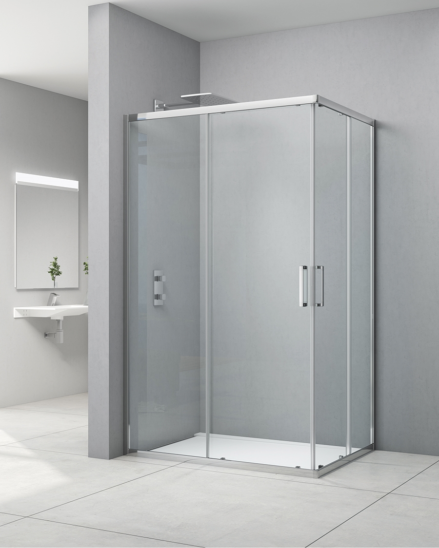 Idealaqua tuš kabina kvadratna NDC, 120x80 cm, klizna, krom\prozirno